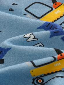 Cozy Pixies 2pcs Baby Boy Cartoon Car Print Soft Knit Crew Neck Long Sleeve Top And Elastic Waist Long Pants Snug Fit Pajama Set - Multicolor - View 6