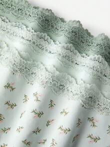 LUVLETTE Plus 3-Pack Lace Trim Cotton High-Waist Basic Briefs Women Underwear Panties Set- Floral Print Lace Trim-Green - Multicolor - View 8