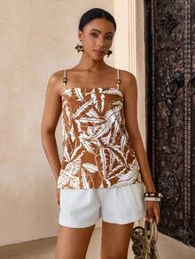 Vesra Women's Tropical Plant Print Casual Camisole - Multicolor - View 3