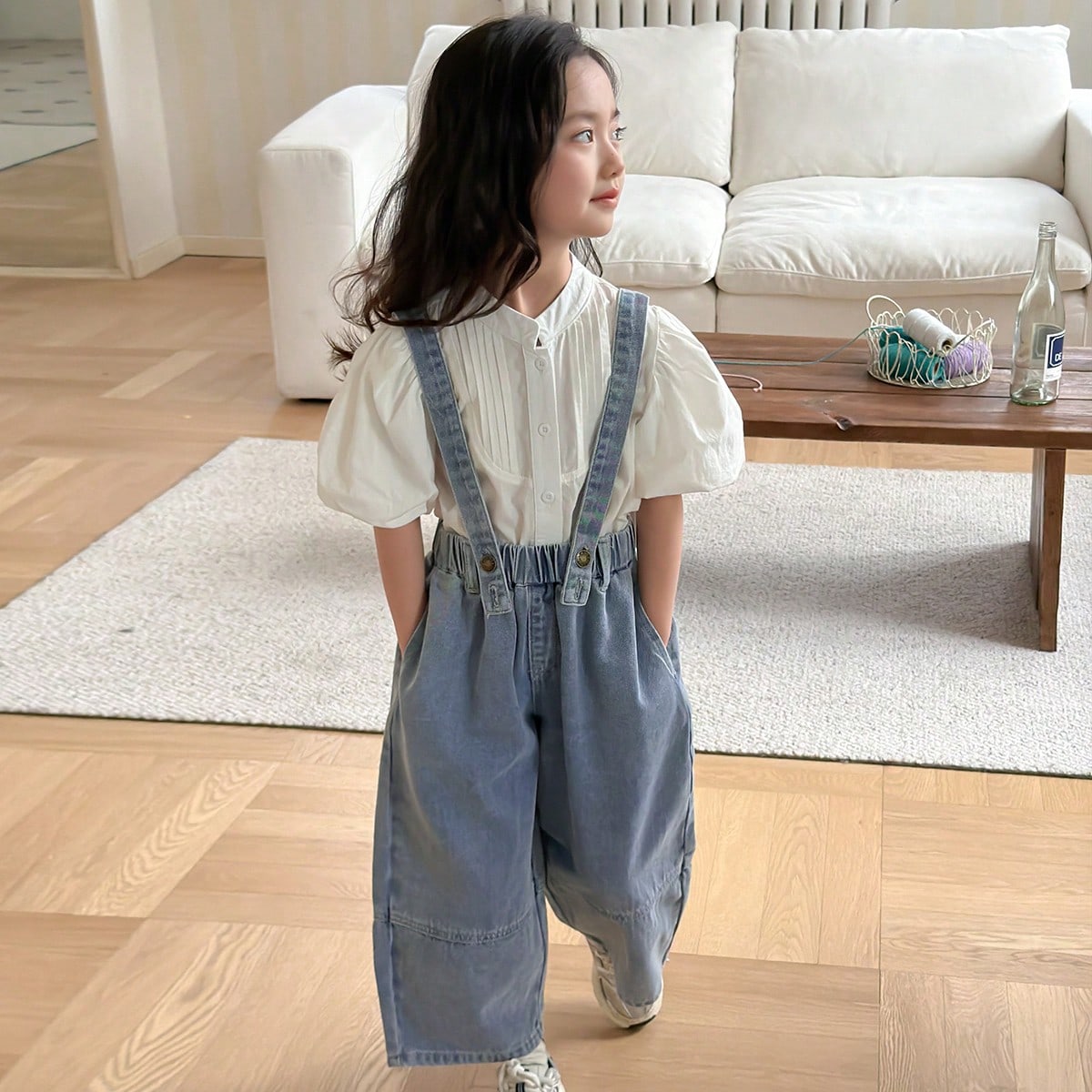 Pantalones de peto de moda para niñas, nuevo estilo coreano de verano