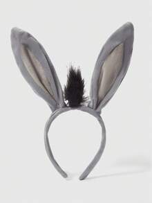 ROMWE Kawaii 2pcs/Set Funny Donkey Ears & Tail Headband With Bendable & Fixed Animal Shaped Hair Hoop Cute,Mouse Ears, School Stuff, Gifts, Hair Accessories - Light Grey - View 9