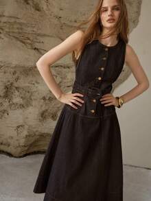 MOTF PREMIUM WOMEN'S CASUAL/DATE DENIM DRESS, SPRING/SUMMER - Blue - View 1