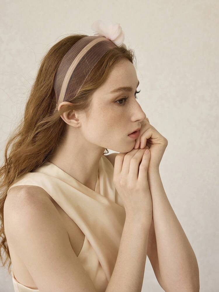 BIG PINK FLOWER MESH HEADBAND