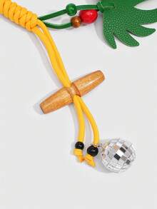 ROMWE Fairycore 1Pc "Summer Seaside" PU Leather Coconut Bark Rope Keychain, Island Resort Style Accessory, Dopamine Color Bag Pendant - Multicolor 1 - View 7