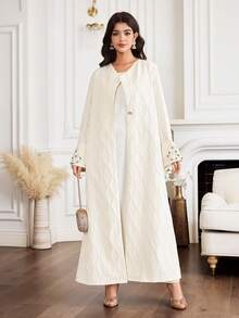 Al Najma Women's Minimalist Long Sleeve Arabic Abaya - Apricot - View 5