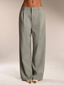 Avantive Quần ống rộng màu trơn đơn giản cho nữ Quần dài công sở giản dị cho nữ Quần áo mùa thu cho nữ Quần áo mùa đông cho nữ Quần áo Halloween Giáng sinh cho nữ Quần áo thanh lịch khi đi chơi Trang phục mùa thu trang trọng Quần váy cho nữ Quần sang trọng khi đi chơi cho nữ - Màu be - Xem 5