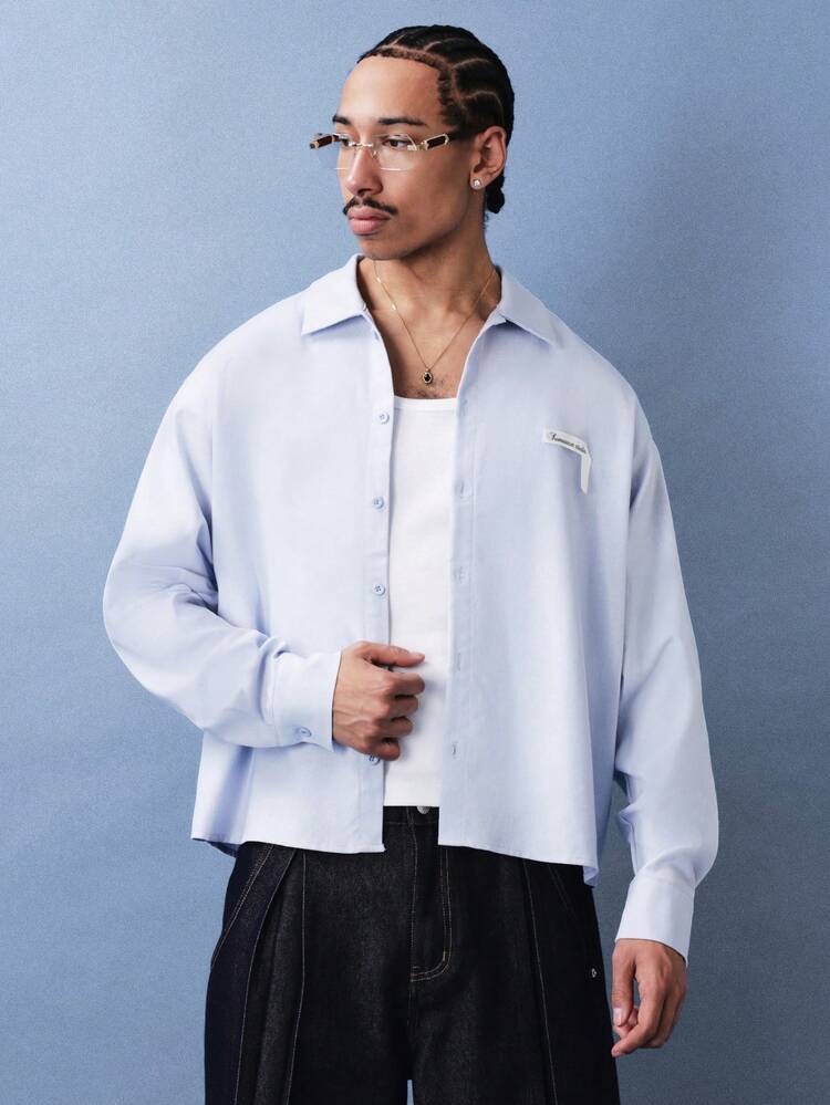 Oversized Linen Button Down Shirt With Point Collar