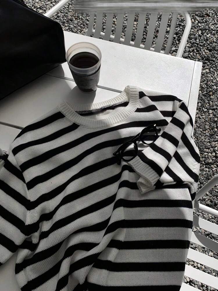 Men's Striped Short Sleeve Knit Top, Summer