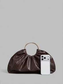 Ontre Ladies Handbag, Exquisite Ring, Fashionable Holiday Woven Bag - Coffee Brown - View 3