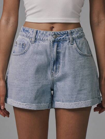 MUSERA Baggy Low Waist Denim Shorts Basics Autumn  Fall Cute Streetwear Going Out Casual Core Denim Spring Summer