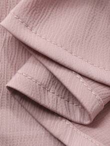 DAZY Women's V-Neck Lace Patchwork Wrap Long Sleeve Top And Long Skirt Elegant 2-Piece Set - Pink - View 7