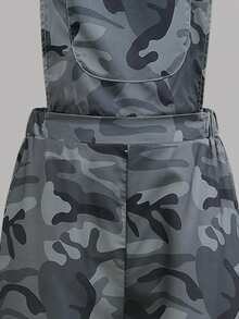 SHEIN ChillGRL 少女春夏迷彩连体裤，配有可调节可拆卸肩带，休闲街头风 - 軍綠色 - 查看 6