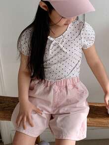 Dazy Kids Young Girls Solid Color Casual Denim Jeans - Pink - View 6