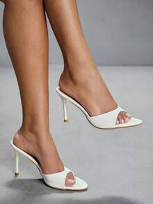 CUCCOO SZL Women's Elegant Minimalist Heeled Sandals For Commuting - White - View 1