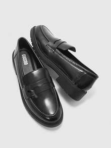 CUCCOO BIZCHIC Ladies Black Glossy Platform Loafers Casual Commuter Style Valentine's Day - Black 1 - View 10