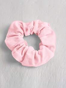 SHEIN Girlism Tween Girls' Fitted Casual Round Neck Short Sleeve T-Shirt With Side Ruffle And Hair Scrunchie - Baby Pink - View 3