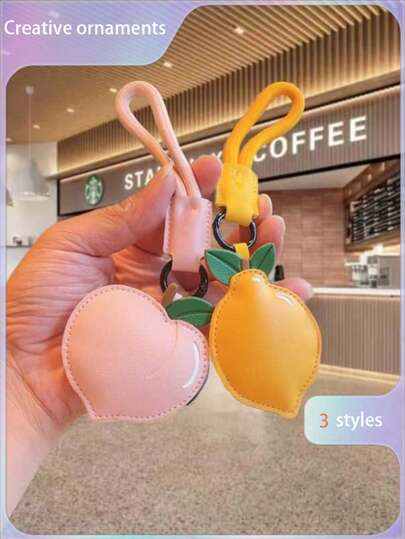 The Charm Of Creative Mixing And Matching - 3-Color Fruit-Shaped Keychain Pendants, Which Can Be Freely Matched With Handbags And Backpacks