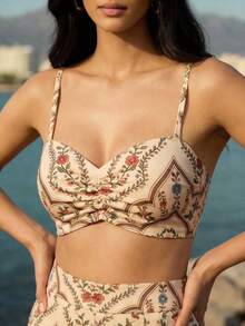 CAJUNI Tropical Vacation Tropical Chintz Cute Blouse - Khaki - View 5