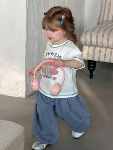 DAZY Toddler Girls' Loose Fit Washed Denim Jeans - Blue - View 1