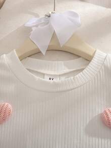 Elladie kids Niña preadolescente: 1 pieza Blusa con manga abullonada con estampado de corazón y 1 pieza Falda con lazo y dobladillo envolvente - Rosa - Ver 6