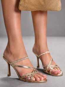 CUCCOO SZL Women's Pointed Toe Fashionable Elegant Versatile High Heel Sandals - Gold - View 1