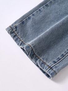 Tween Boys Jeans,Light Blue,Vintage Mid-Blue Denim,Summer,Rock,School,Back-To-School,Collegiate Streetwear,Slim Fit,Crinkled Cat Whisker,Cotton Pants - Medium Wash - View 6