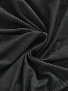 ROMWE Goth 中国风神火头饰法轮经经文印花图案女式上衣 - 黑色 - 查看 4