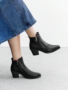 CUCCOO BIZCHIC 女士时尚百搭通勤粗跟踝靴 - 黑色 - 查看 5