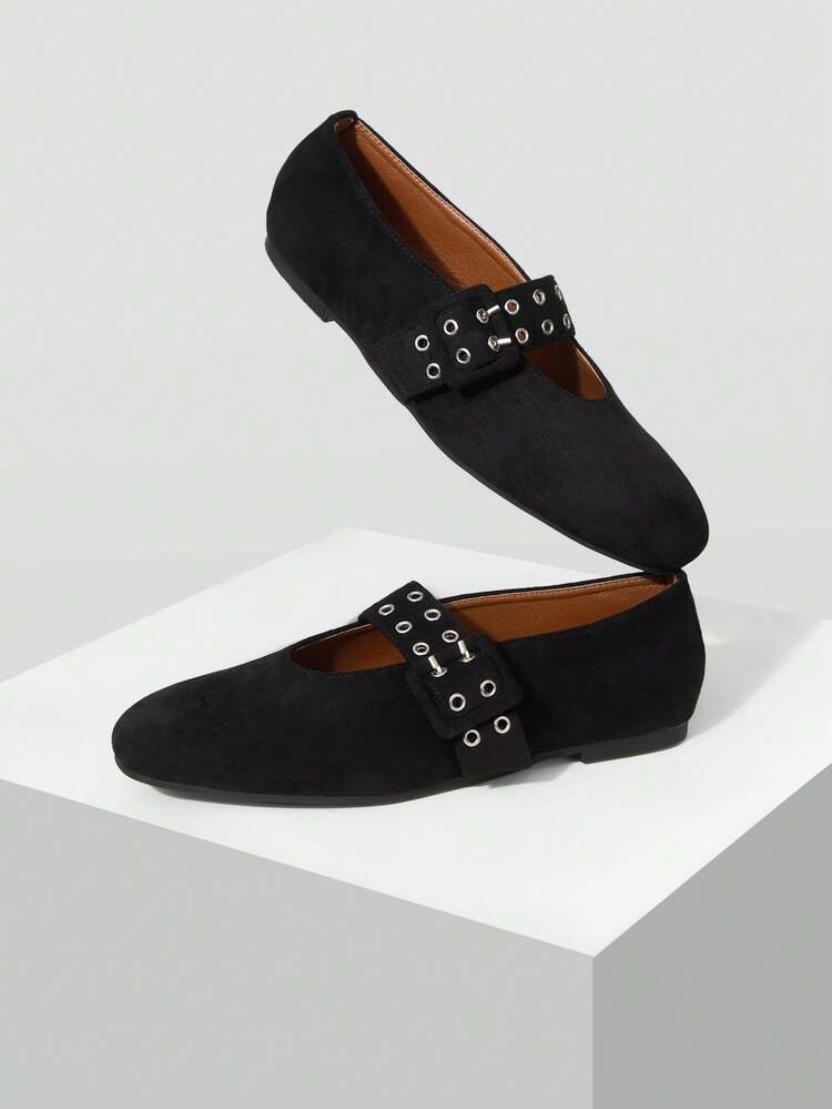 WOMEN GROMMET EYELET FLATS SPRING SHOES