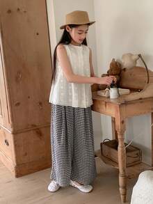 DAZY 两件套少女休闲衬衫和裤子套装，秋季装扮 - 米色 - 查看 4