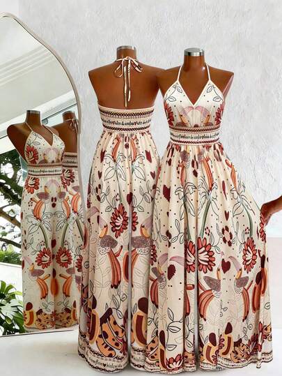 Franclia Women's Shirred Spaghetti Strap Jumpsuit With Cinched Waist, Suitable For Occasions Like Vacation, Outdoor Activities, Camping, Picnic, Daily Wear, Beach