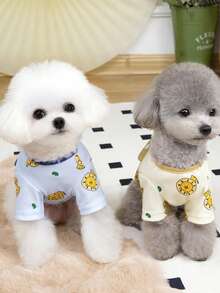 PETSIN 宠物服装、狗狗服装、猫咪连帽衫、休闲背心、春夏新品、小动物印花背心、酷炫休闲装、卡通连帽衫 - 彩色 - 查看 3