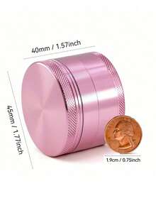 1pc Rose Pink Portable Metal Grinder, 4 Layers, Cute Design, Available In 1.57 Inch Or 1.96 Inch - Pink - View 9