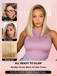 100% Human Hair Bob Wigs Ombre Honey Blonde Straight Bob Wig 7x5 Lace Closure Pre Cut Pre Bleached Glueless Wig Bye Bye Knots Lace Front Blonde With Medium Brown Roots Pre Cut Pre Plucked Pre Bleached Effortless Wear - S4/613 - View 7