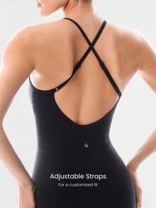 GLOWMODE 17" FeatherFit™ Rise And Shine smörmjuk, svettavvisande, korsvisande, öppen rygg, magkontroll, avtagbara kupor, lågintensiv yogastudio, vardagskläder - Svart - Visa 5