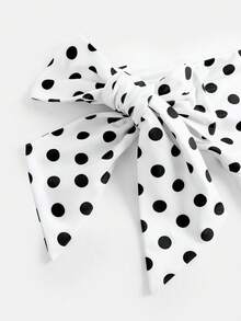 Girlism Teen Girls Elegant Asymmetric Sleeveless Tie Neck Minimalist Polka Dot Mini Dress - White - View 4