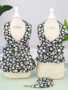 PETSIN Pet Chest And Back Skirt, Cat Traction Strap, Animal Collar Set, Pet Supplies Strap Skirt, Dog Walking Princess Skirt, Pet Chest And Back Skirt+Rope Sweet - Multicolor - View 4