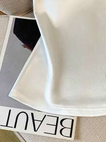 Franclia Women's Solid Color Asymmetric Sleeveless Ruched Decorative Button T-Shirt - White - View 4