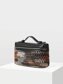 PREMIUM SQUARE OPENWORK BAG - Blue - View 3