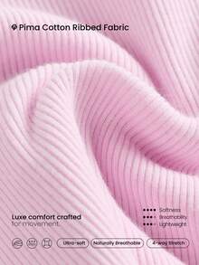 GLOWMODE Ribbed Pima Cotton Crush Mode Waist Length Slim Fit Racerback Tank Top Daily Casual Wear - Pink - View 6