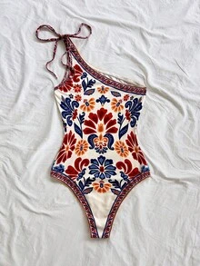 Soleia Bodysuit Rajut Motif Cetak Ukuran Plus Terbaru untuk Liburan Wanita, Pakaian Musim Panas, Pakaian Musim Semi, Festival, Pakaian Pantai Wanita, Liburan. - MultiWarna - View 3