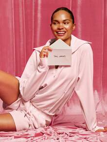 GLOWMODE Modal Get Comfy Ultra-Soft Smooth Loose Fit Contour Seams Adjustable Hem Zipper Pockets Half-Zip Pullover Daily Casual Wear Fall Winter - Pink - View 8