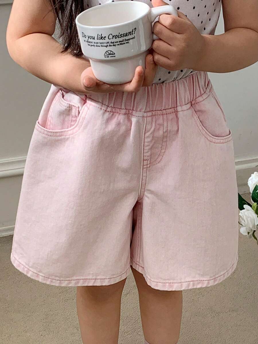 Dazy Kids Young Girls Solid Color Casual Denim Jeans - Pink - View 1
