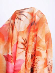 Swim Vcay 女士春夏新款网纱印花流苏裹身裙，度假罩衫 - 彩色 - 查看 4