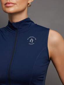 Activina 女士字母印花拉链露背镂空运动连衣裙 - 藍色 - 查看 7