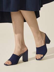 CUCCOO BASICS Sandalias de tacón alto tipo mula minimalistas y versátiles de moda de CUCCOO para Navidad - Azul 1 - Ver 4