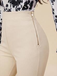 Amorya 女士纯色高腰休闲百搭裤 - 杏色 - 查看 12