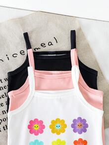 SHEIN 姐妹装和妈妈装，女婴休闲百搭日常穿搭修身罗纹吊带背心和打底裤套装，黑色+浅灰色+豹纹印花 - 彩色 - 查看 8