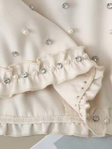 GlowEve 女士优雅串珠钻石荷叶边A字裙 - 杏色 - 查看 6