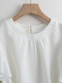 GlowEve بلوزة نسائية بلا أكمام، بتصميم كاجوال للخروج اليومي في الصيف، بطيّة مكسرة وحزام، باللون الأبيض - أبيض - مشاهدة 5